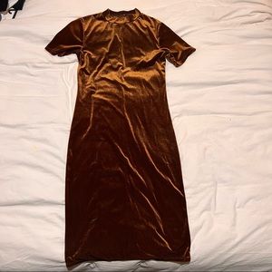 ZARA Brown Velvet Midi Dress